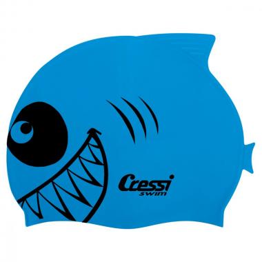 Детская силиконовая шапочка Cressi Shark голубая