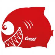Детская силиконовая шапочка Cressi Shark красная