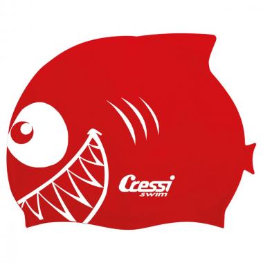 Детская силиконовая шапочка Cressi Shark красная